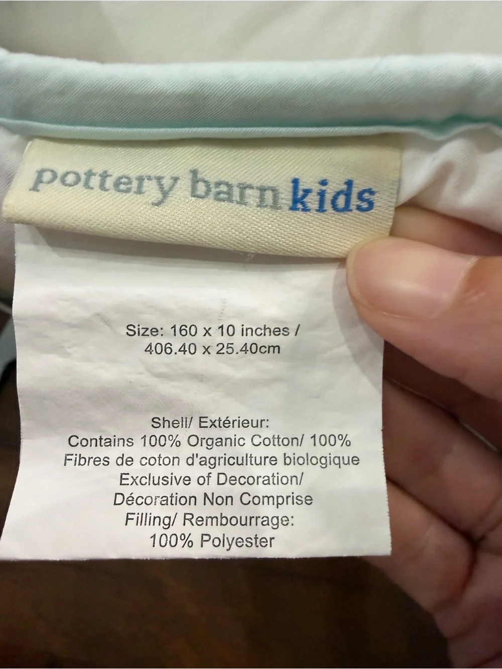Pottery Barn Kids White Baby Nest with Mint Trim and Yellow Teal Stitching